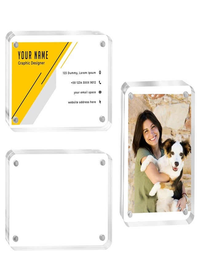 Yncotte 2x3 Picture Frame, 3 Packs Acrylic Mini Frames 2.5x3.5 inches Magnetic Wallet Size Picture Frames, Desktop Frameless Photo Display Holder Business Card Frame - Image 1