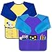 Bassion 2 Pack Kids Art Smock Toddlers Painting Aprons Colorful Waterproof Children Artist Smock with Long Sleeve 3 Roomy Pockets for Age 28 Years GiftsYellow Purple - Image 3