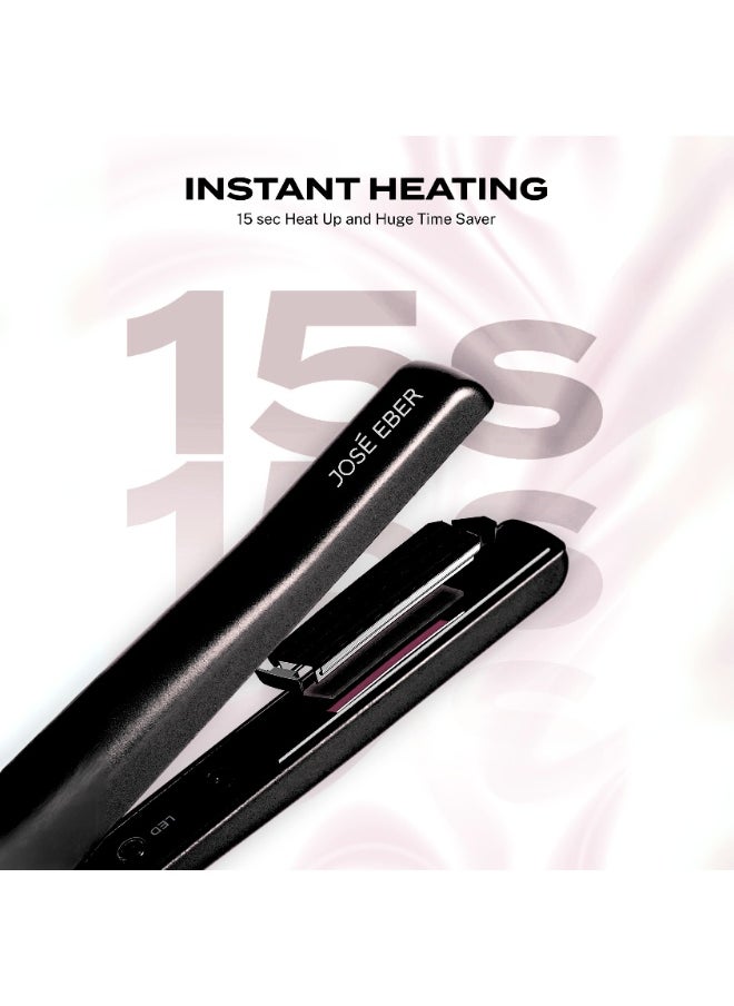 JOSE EBER Mini Portable Flat Iron, Ceramic Tourmaline Hair Straightener For Travel, Short Hair Styling, Dual Voltage - Fast Heat Up Mini Flat Iron Gold  - Image 4