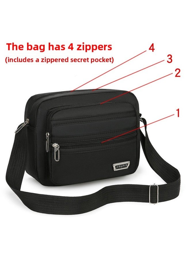Shoulder Bag Men's Large Capacity Simple Fashionable High Quality OxFord Cloth Waterproof Wear-resistant Crossbody Bag-Color:Dark Blue + Four Zippers (horizontal Style)  - Image 4