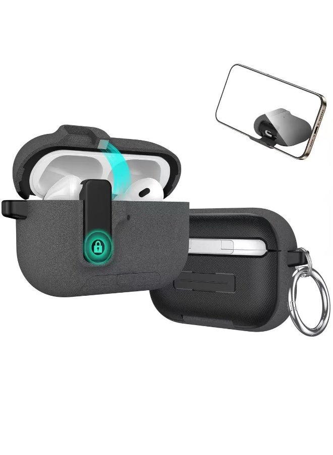 دكينج غطاء حماية حديث AirPods Pro 3 مع قاعدة هاتف، حماية أنيقة، ميزة قفل الأمان، يدعم الشحن اللاسلكي - Image 1