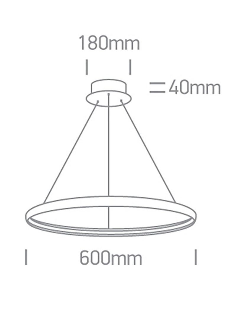 Generic Suspension Light,Dining Table Suspension,Kitchen Suspension,Led Pendant,60cm Diameter Circular,19 Watts and 1,000 Lumen,Warm White 3000 Kelvin Led 24 V Built In,White Finish  - Image 2