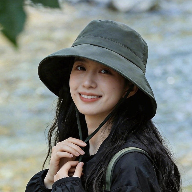 Women's Outdoor Fisherman Hat Sun Protection Bucket Hat with Adjustable Drawstring - Image 2