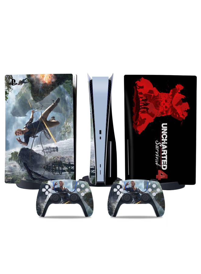 Loquat Applicable To PS5 Host Stickers Ps5 Optical Drive Digital Version Film Color Stickers Handle Frosted Pain Stickers Mysterious Sea Area 4-Color:TN-DiskPS5-8595 - Image 1