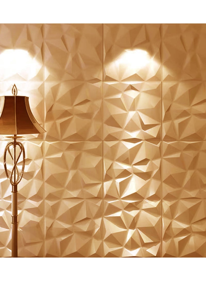 3D Wall Panels (12PCS), 30CM/11.8" x 30CM/11.8" PVC Waterproof Wall Panel Diamond Textured Modern Decor Wall Tiles Accent Wall Panels for Living Room Bedroom Hotel Office, Coving 9.7 Sq.Ft（Orange）  - Image 5