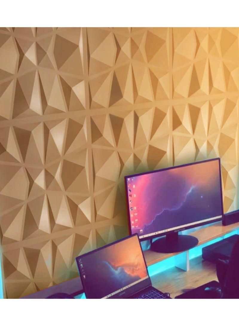 3D Wall Panels (12PCS), 30CM/11.8" x 30CM/11.8" PVC Waterproof Wall Panel Diamond Textured Modern Decor Wall Tiles Accent Wall Panels for Living Room Bedroom Hotel Office, Coving 9.7 Sq.Ft（Orange）  - Image 4