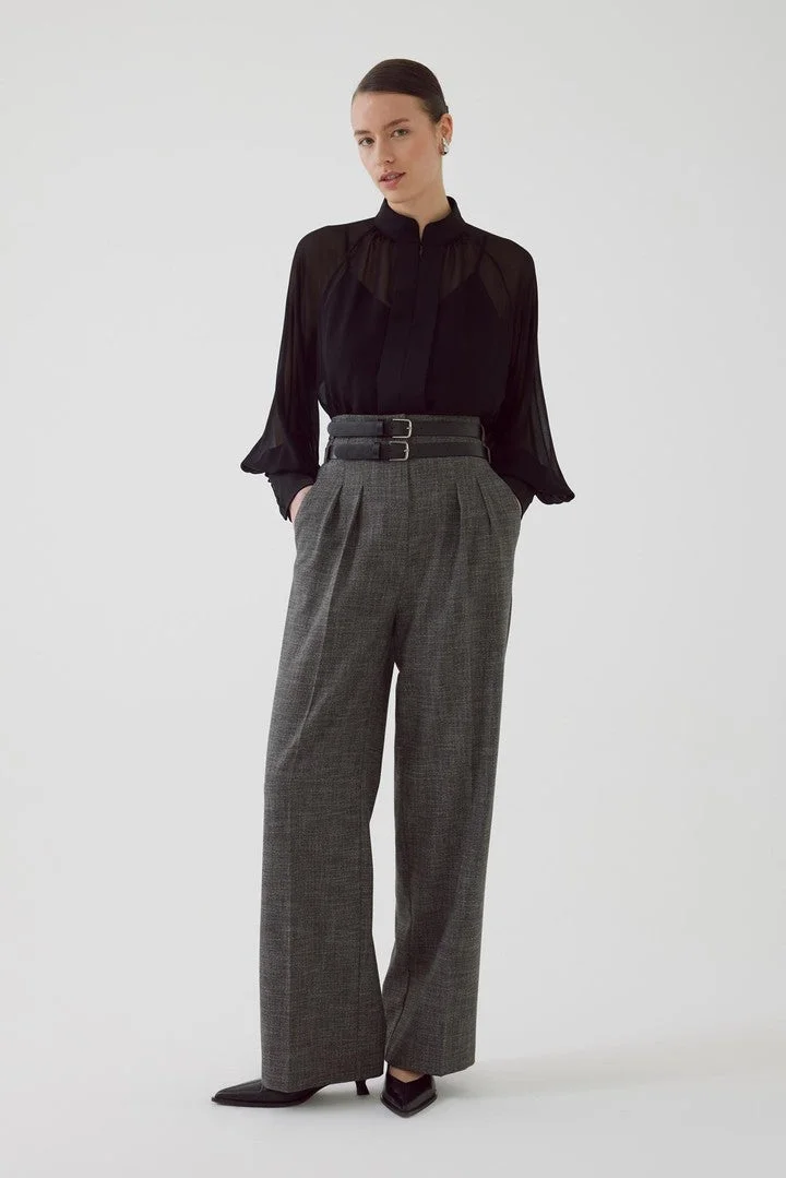Exquise Belted Regular Anthracite Trousers
