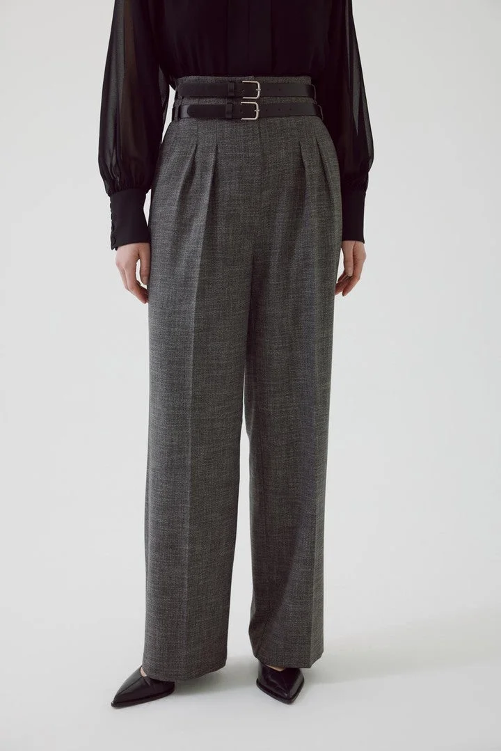 Exquise Belted Regular Anthracite Trousers