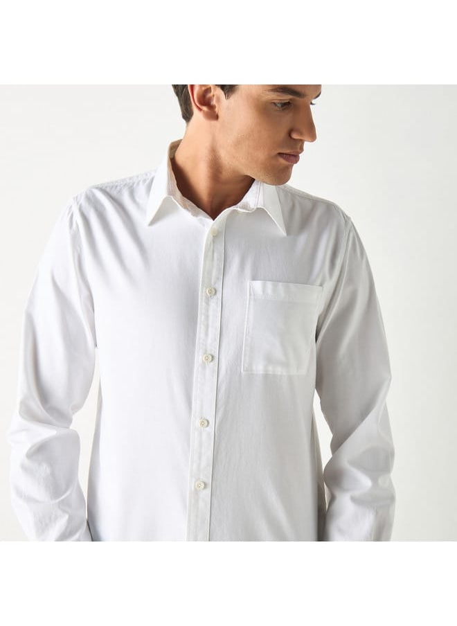 Lee Cooper - Lee Cooper Solid Shirt with Long Sleeves and Button Placket - Image 1
