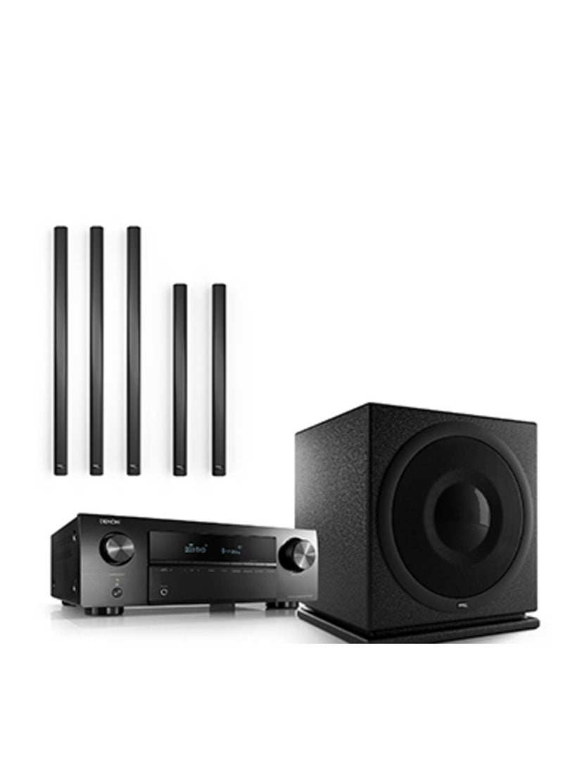 BEC Akustik - BEC Akustik 5.1 Setup With Amplifier, Subwoofer Moritz 400-40 Speaker,  Denon AVRX-250 BT Receiver,  AI-50 Black × 2 BLACK (PACKAGE) - Image 1