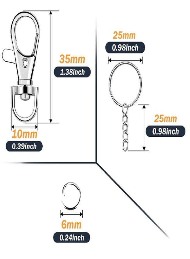 Segauin 100 Pcs Swivel Snap Hook and Key Rings with Chain and Jump Rings for Keychain Lanyard DIY Jewellery Crafts Accessories(50 Pcs Lanyard Snap Hooks+50 Pcs Keychain Rings with Jump Rings) - Image 2