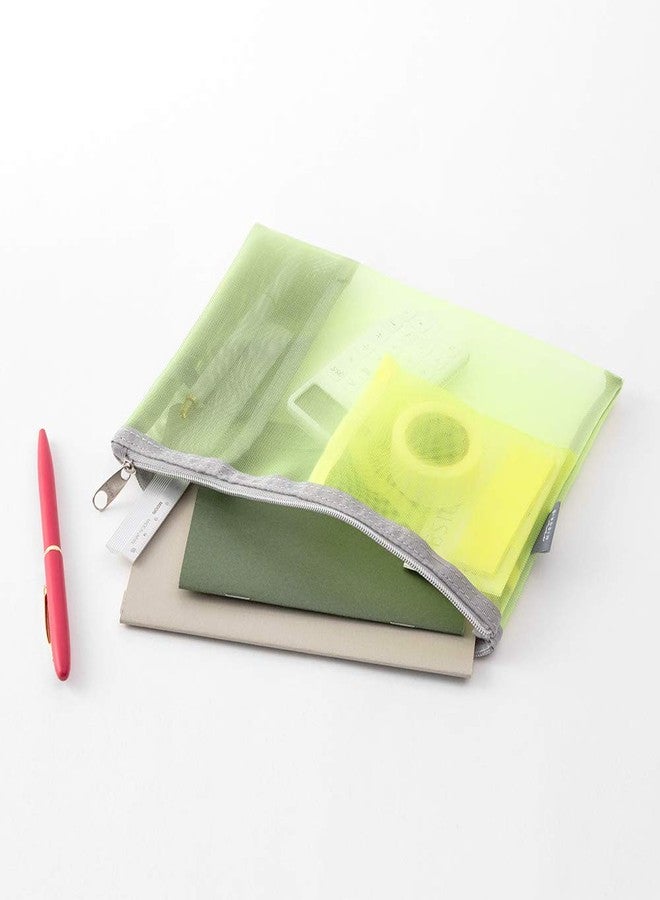 Midori DESIGNPHIL Midori 53347006 Mesh Pouch, Pen Case, Tool Pouch, Yellow-Green - Image 3