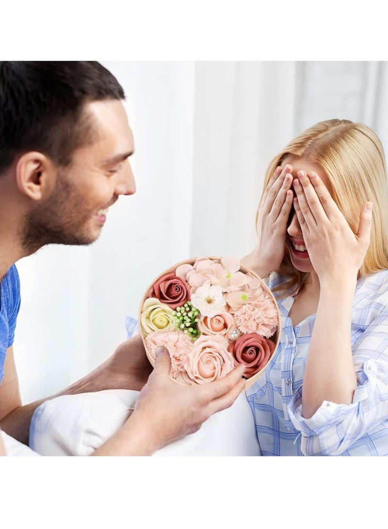 DUNISO صندوق هدايا زهور الصابون الاصطناعية، صندوق هدايا زهور الصابون، صندوق زهور الصابون للاستحمام، هدية تزيين زهور للزفاف، عيد الأم (16.2*16.2*8.2 سم) - Image 3