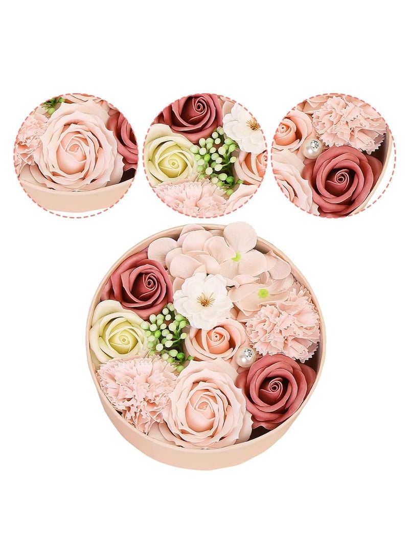 DUNISO صندوق هدايا زهور الصابون الاصطناعية، صندوق هدايا زهور الصابون، صندوق زهور الصابون للاستحمام، هدية تزيين زهور للزفاف، عيد الأم (16.2*16.2*8.2 سم) - Image 2