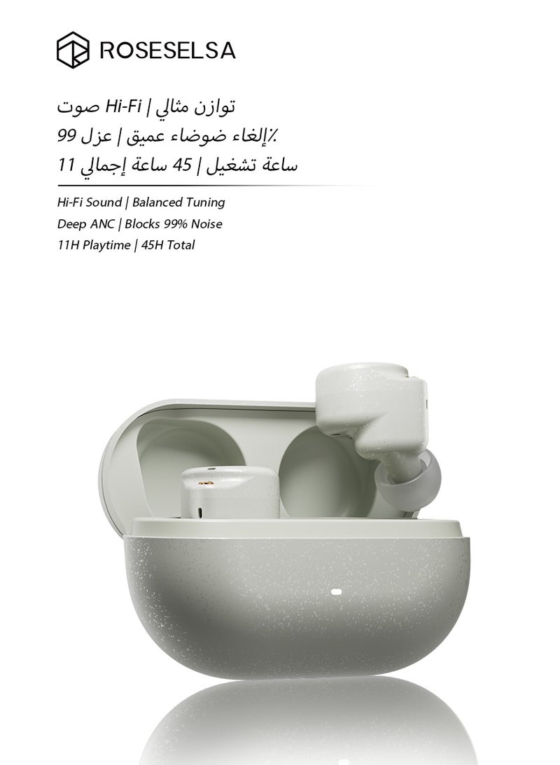 ROSESELSA CERAMICS MK2 True Wireless Earbuds, Bluetooth 6.0, 40dB Hybrid Active Noise Cancelling (ANC), Gaming Earbuds, Mobile Gaming Handsfree, Earphones Bluetooth, 45H Battery, Headset Wireless Bluetooth - Image 1