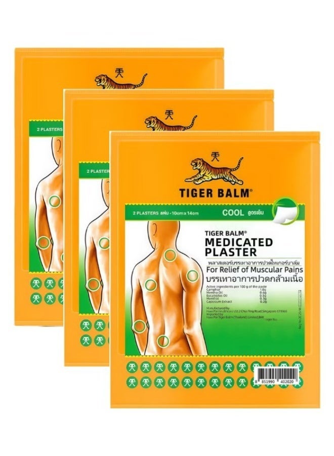 Tiger Balm Cool Medicated Plaster 7cm x 10cm (2 Pcs Each) – Pack of 3 - Image 1