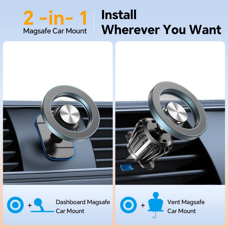 Kaistyle for Magsafe Car Mountã€20 Strong Magnetsã€‘Magnetic Phone Holder for Car Phone Holder Mount Dash Mounted Holders Cell Phone Holders for Your Car Accessories for Women Men for iPhone 17 16 15 14 - Image 2