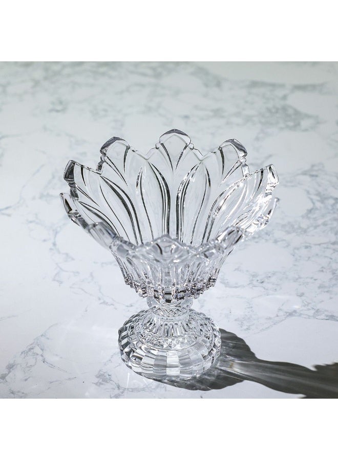 Mondo Villa Medium Bowl on Foot 24 cm - Elegant Serveware for Dining, Decorative Glass Bowl, Premium Quality Tableware for Modern Kitchen & Home Decor - Image 1