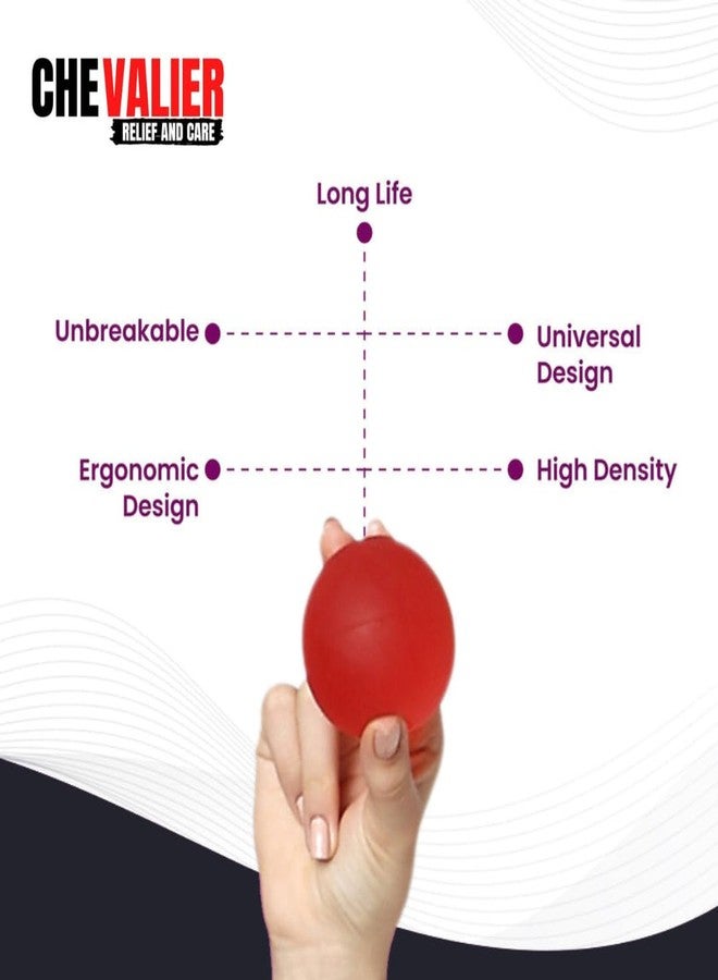 CHEVALIER Physiotherapy Hand Gel Exercise Ball Stress Relief Squeeze Balls for Hand Therapy and Finger Wrist Muscles Strengthening for Fitness & Health (Red) - Image 2