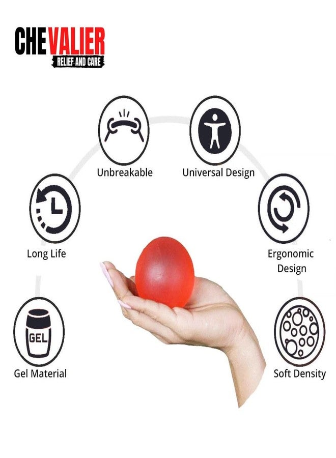 CHEVALIER Physiotherapy Hand Gel Exercise Ball Stress Relief Squeeze Balls for Hand Therapy and Finger Wrist Muscles Strengthening for Fitness & Health (Red) - Image 4