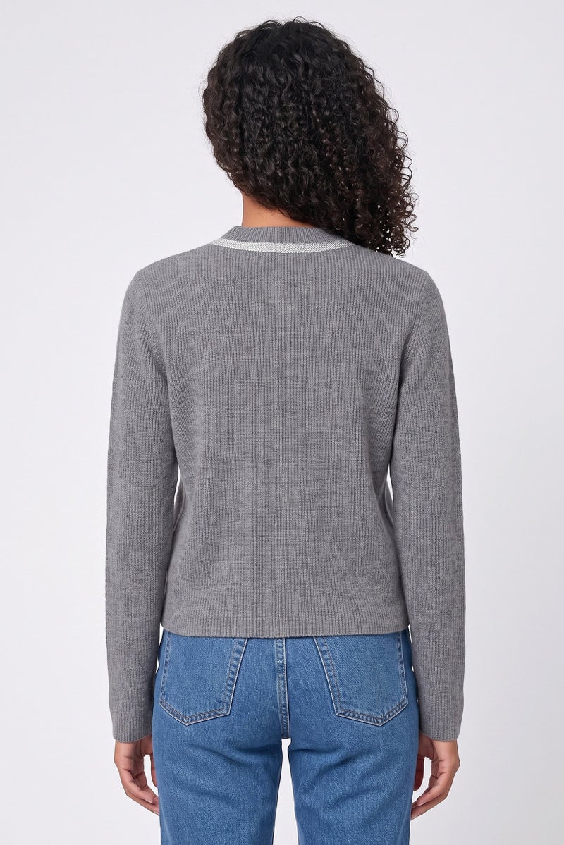 Walter Baker Women Long Sleeve Knitted Cardigan, Grey - Image 4