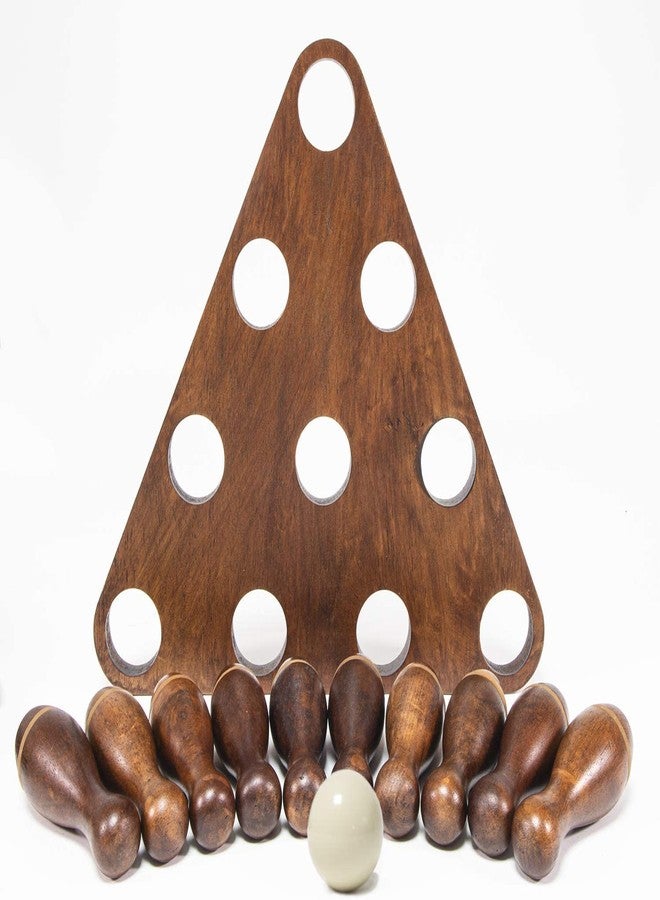 YDDS Shuffleboard Bowling Pin Set with 10 Pcs Premium Hardwood Bowling Pins Durable Triangular Pinsetter Resin Bowling Ball and Carrying Bag, Fun for Shuffleboard Games - Image 3
