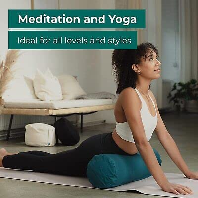 The Yogis Iyengar Yoga Bolster Removable/Washable Cotton Cover [ with -Yoga Eye Pillow ] Color - Red - Image 3