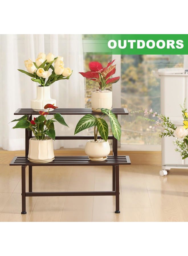 Dipion Heavy Duty Plant Stand Indoor,Outdoor Metal Plant Shelf,2 Tier Ladder Plant Stands for Multiple Plants,26" L x 20.25" H x 17.75" W,Coffee - Image 5