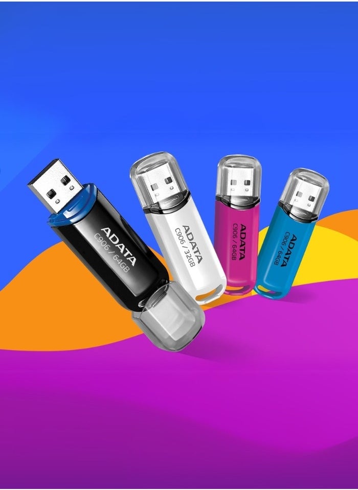 ADATA - C906 Compact | 32GB USB 2.0 Flash Drive | Lightweight and Fast Data Transfer | White - Image 1