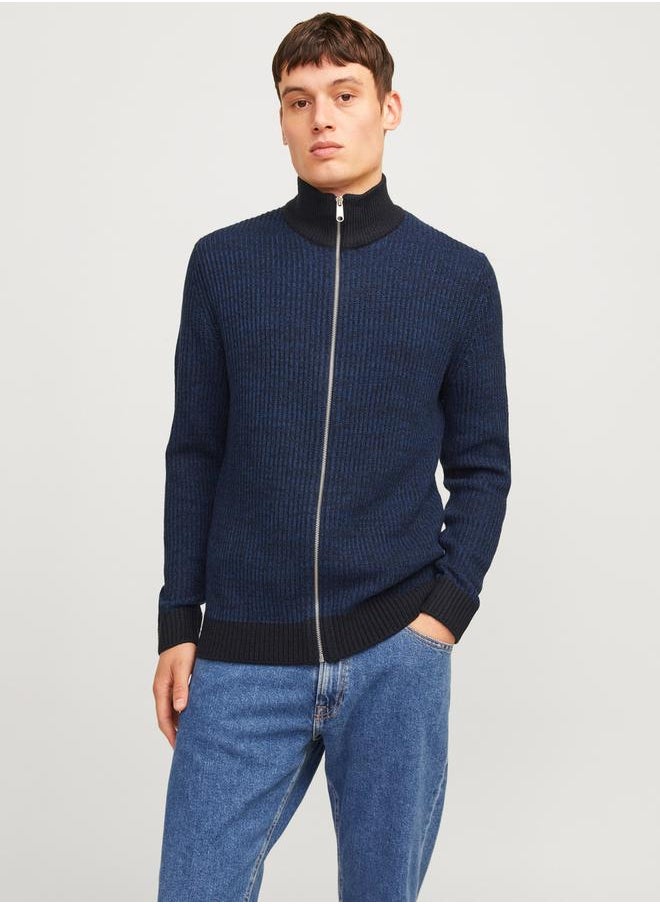 JJ Rebel by Jack and Jones High Neck Full Zip Knitted Cardigan  - Image 2