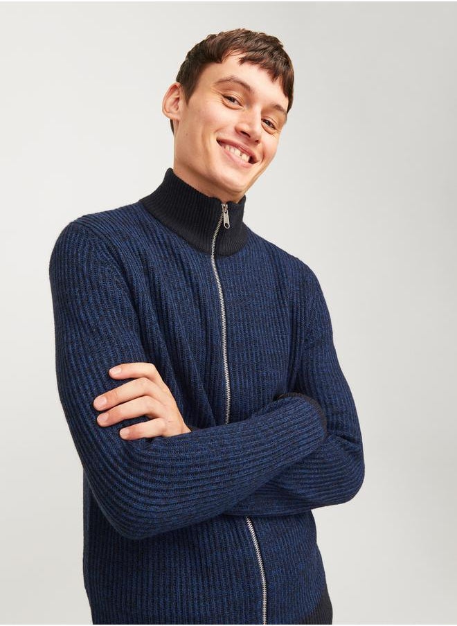 JJ Rebel by Jack and Jones High Neck Full Zip Knitted Cardigan  - Image 1