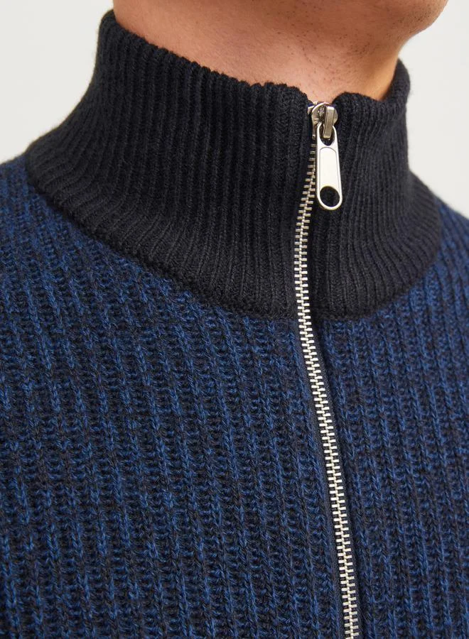 JJ Rebel by Jack & Jones High Neck Full Zip Knitted Cardigan