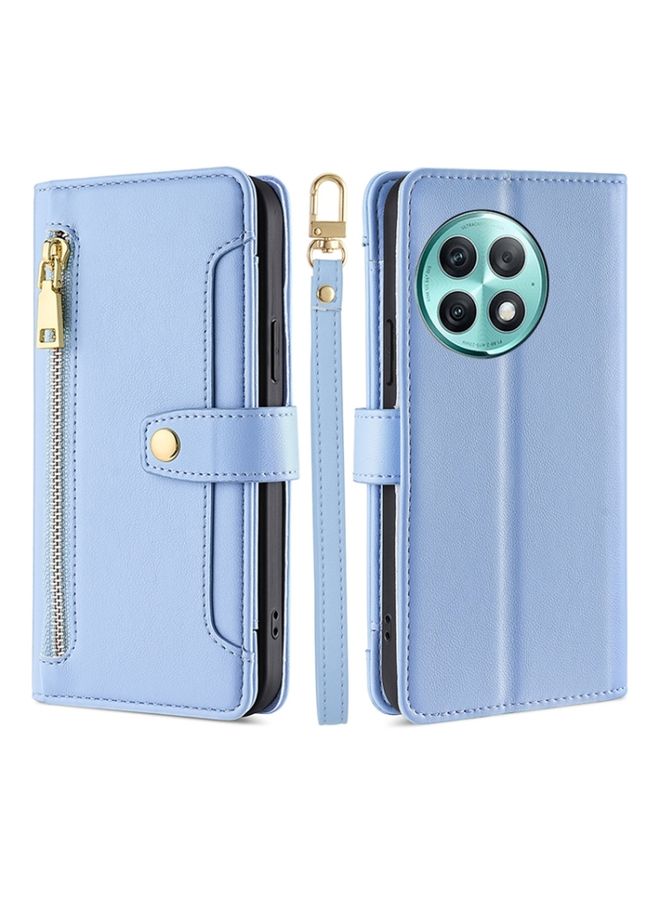 HuHa Case Cover For For OnePlus Ace 2 Pro Lite Sheep Texture Cross-body Zipper Wallet Leather Phone Case(Blue) 