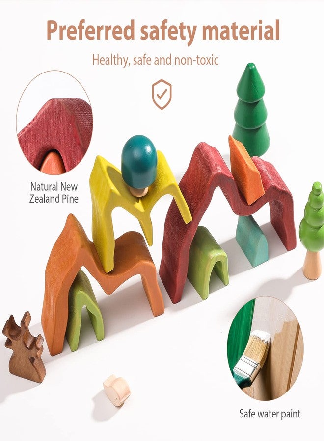 JETM·HH Wooden Rainbow Stacking Toy | House Bulding Block | Montessori Geometry Educational Stacking Game | Learning Educational Toys for Kids Baby Toddler（Volcano） - Image 2
