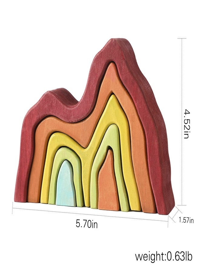 JETM·HH Wooden Rainbow Stacking Toy | House Bulding Block | Montessori Geometry Educational Stacking Game | Learning Educational Toys for Kids Baby Toddler（Volcano） - Image 5