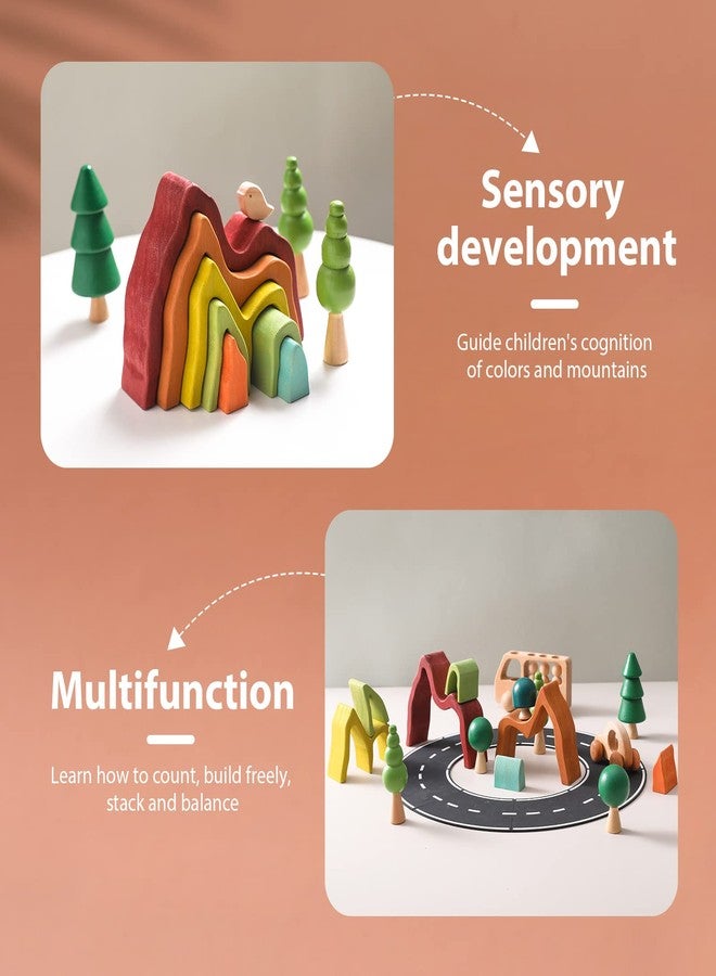 JETM·HH Wooden Rainbow Stacking Toy | House Bulding Block | Montessori Geometry Educational Stacking Game | Learning Educational Toys for Kids Baby Toddler（Volcano） - Image 3