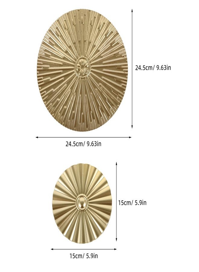 SHINEOFI 7Pcs Metal Wall Art Decor, Round Sunburst Plate Modern Artwork Sculpture Hanging Decorations for Home Living Room Office, Golden - Image 2