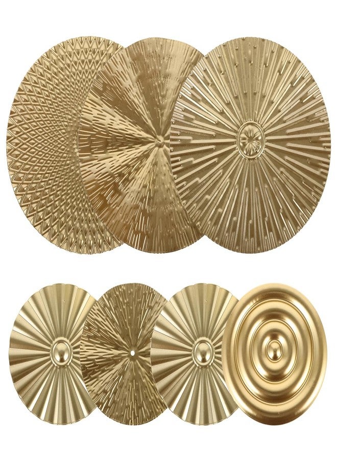 SHINEOFI 7Pcs Metal Wall Art Decor, Round Sunburst Plate Modern Artwork Sculpture Hanging Decorations for Home Living Room Office, Golden - Image 1