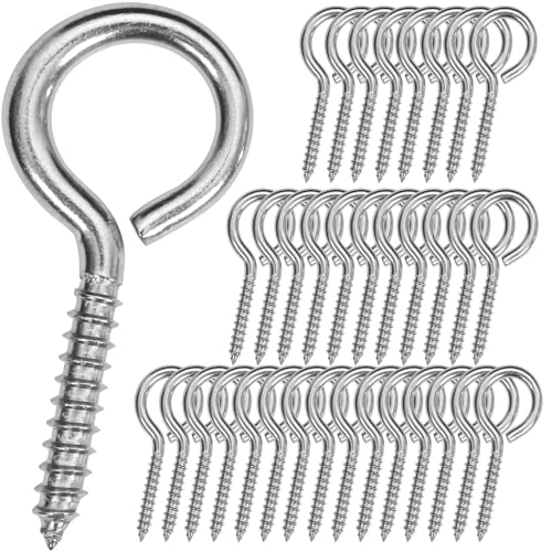 ACCZIO 40PCS 2.55 inches Screw Eyes M5 304 Stainless Steel Eye Screws, Heavy Duty Screw, Eye Hooks Screw Eye Bolts Eye Hooks Screw, Indoor & Outdoor Uses (40, M5-2.55inch) - Image 1