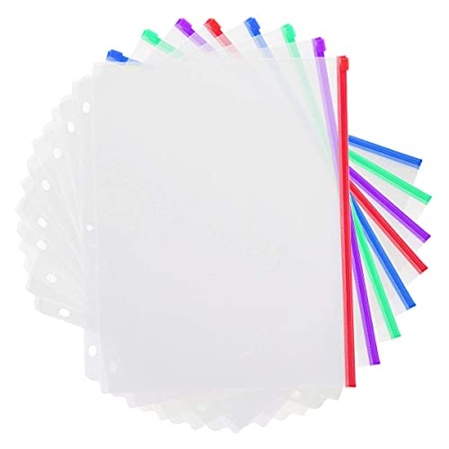 YoeeJob 3 Holes Clear Zipper Binder Pocket Insert Pages Letter Size, 8 1/2 x 11 Loose Leaf Binder Filing Storage Bags 15 Per Pack，Multi-Color - Image 5