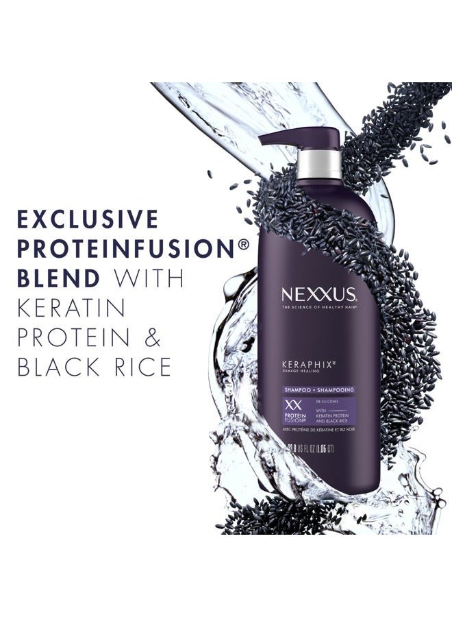 Nexxus Keraphix Shampoo and Conditioner - Damaged Hair Treatment System with Keratin Protein and Black Rice, 2 Count & 3 Repair Masks Treatment, 33.8 oz, 1.5 oz, 3 Count, 5 Count ( Pack of 1) - Image 3