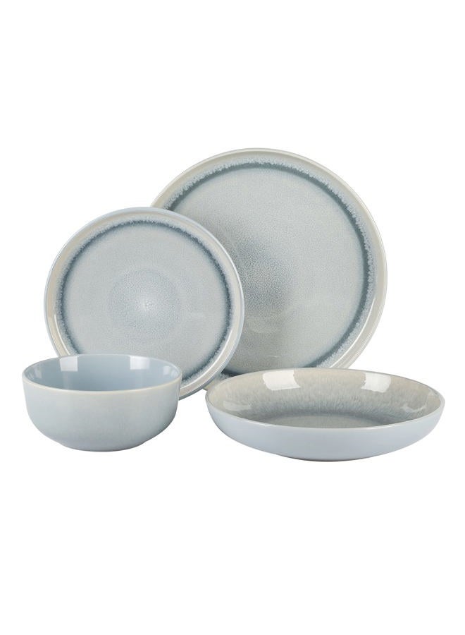 Gibson Elite Juno Moon 16 Piece Double Bowl Reactive Blue Dinnerware Set - Image 5