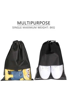 Generic Shoe storage bags dust proof drawstring shoe bags with transparent hole portable waterproof organizers for daily use and travel  5 PCs black color from Rana store  - Image 2