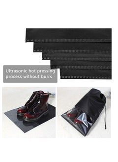 Generic Shoe storage bags dust proof drawstring shoe bags with transparent hole portable waterproof organizers for daily use and travel  5 PCs black color from Rana store  - Image 3