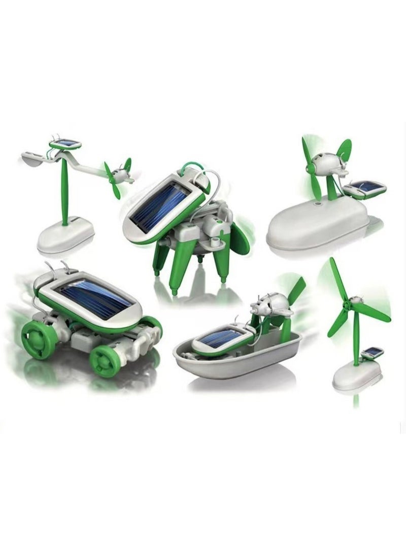 Huitich 6-in-1 Solar Powered Robot Kit Green  - Image 1