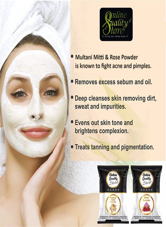 Online Quality Store Multani Mitti(150 Grams) and Rose Powder(150 Grams) |Rose Powder for Tanning & Glowing Skin| Skin Whitening Face Pack | Face Mask |multani mitti powder - Image 5
