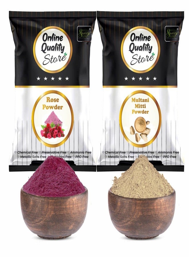 Online Quality Store Multani Mitti(150 Grams) and Rose Powder(150 Grams) |Rose Powder for Tanning & Glowing Skin| Skin Whitening Face Pack | Face Mask |multani mitti powder - Image 1
