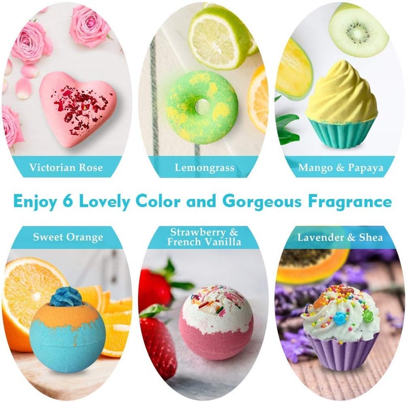 Aofmee Bath Bombs, 6pcs Bubble Bath Bomb for Girls, Handmade Fizzies Bathbombs for Women, Natural Organic Kids Spa Kit, Non Toxic Bath Kit for Teens, Gift Set for Mother Birthday Christmas Easter - Image 3