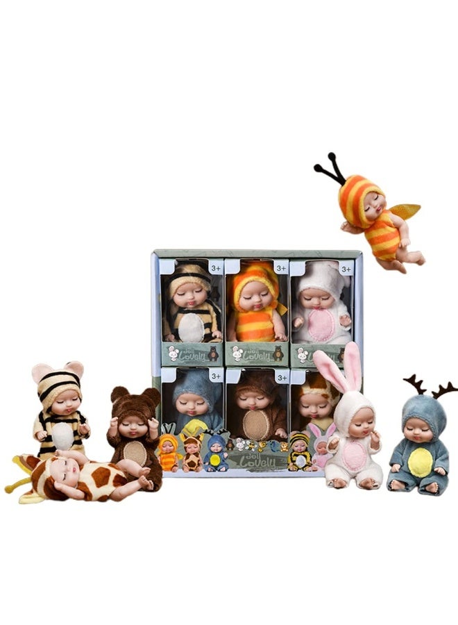 حديقة الألعاب 6 قطع من دمى الأطفال حديثي الولادة، دمى أطفال حديثي الولادة واقعية ذات بشرة ناعمة، دمى نائمة مع ملابس، ألعاب تظاهر للفتيات - Image 1