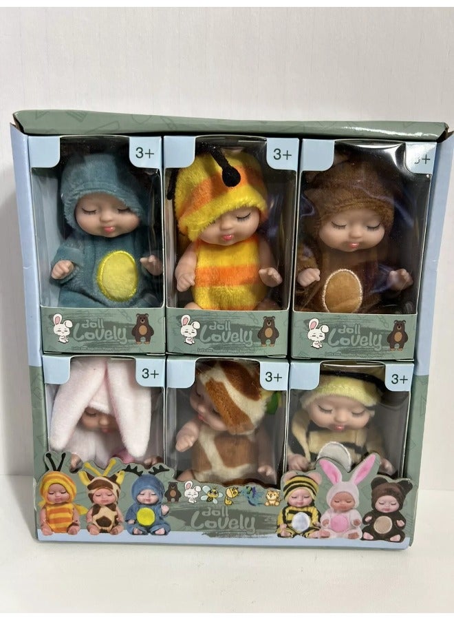 حديقة الألعاب 6 قطع من دمى الأطفال حديثي الولادة، دمى أطفال حديثي الولادة واقعية ذات بشرة ناعمة، دمى نائمة مع ملابس، ألعاب تظاهر للفتيات - Image 5